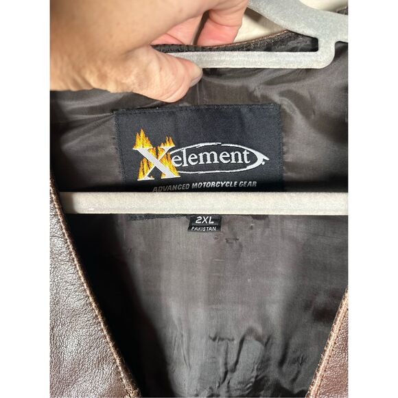 Xelement Vintage Mayhem Skull Brown Leather Biker Vest Sz 2XL - Picture 7 of 9
